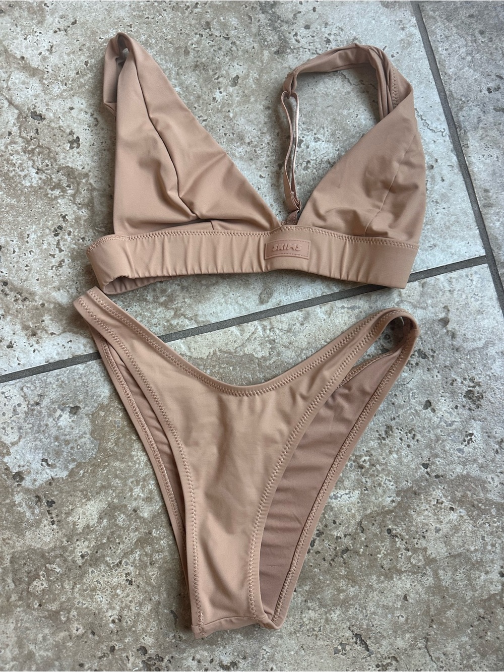 Skims  Nude Beige Triangle Bikini Set - Women's Swim